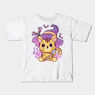 Witchy Cat kawaii pastel goth Kids T-Shirt